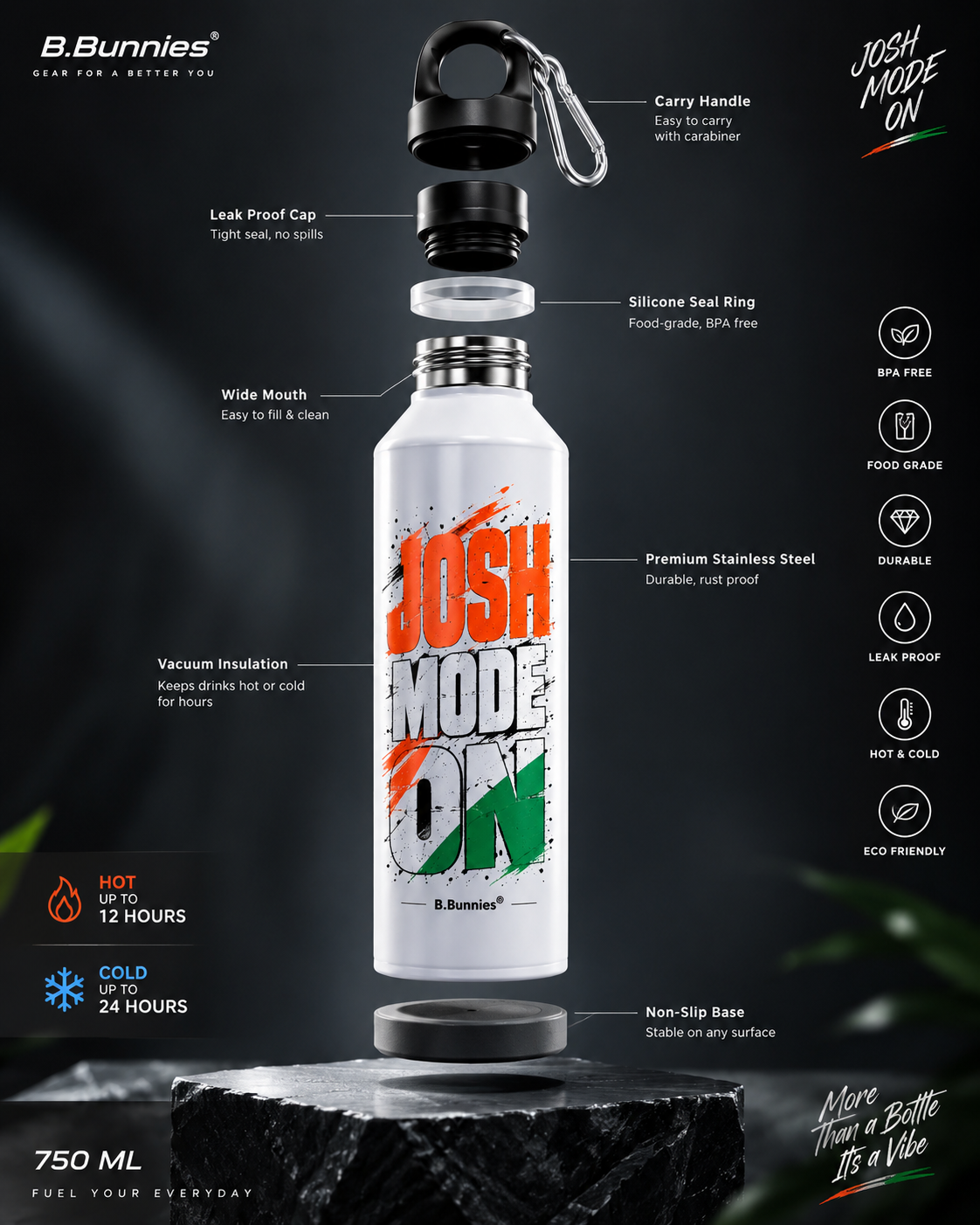 Tricolor printed aluminum gym and travel sipper bottle