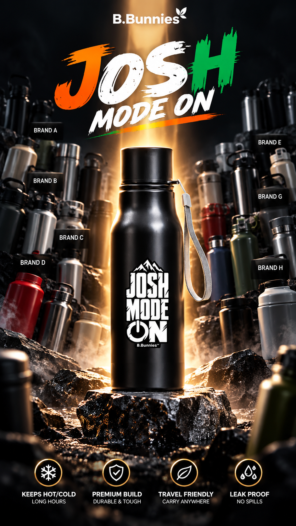 304 stainless steel water bottle with laser-engraved design
