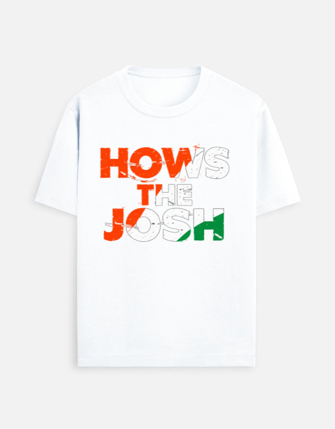 Tricolor graphic t-shirt, How's The Josh print, unisex fit