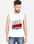 Men's white sleeveless cotton t-shirt, front view