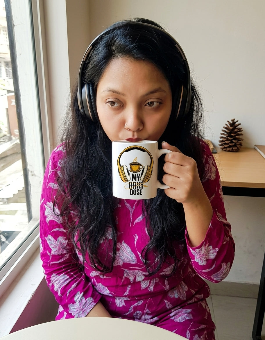 My Daily Dose Ceramic Coffee Mug | 11oz Glossy Custom Printed Mug