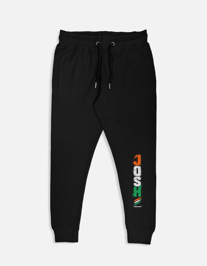 Unisex black joggers, tapered fit cotton trackpants
