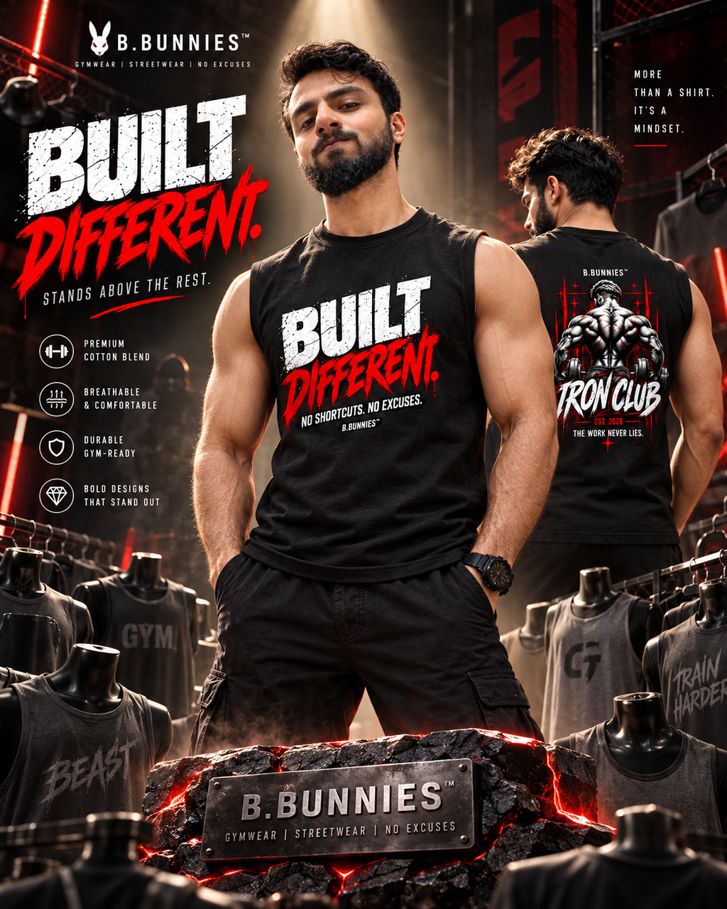 Men's Sleeveless T-Shirt | Cotton Tank Top for Gym & Workout – B.Bunnies
